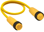 Sensor actuator cable, 1/8"-cable plug, straight to 1/8"-cable socket, straight, 9 pole, 9 m, PUR, yellow, 7 A, 13367