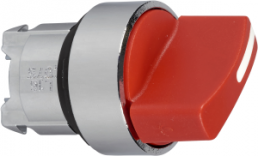 Selector switch, latching, waistband round, red, front ring silver, 2 x 90°, mounting Ø 22 mm, ZB4BD204