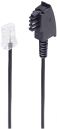 Connection cable, TAE-F plug, angled to RJ45 plug, straight, 2 m, black