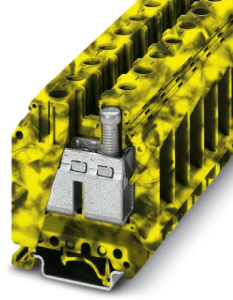 Through terminal block, screw connection, 10-35 mm², 2 pole, 125 A, 8 kV, yellow/black, 3048219