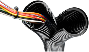 Corrugated hose with slot, inside Ø 11 mm, outside Ø 16.1 mm, BR 15 mm, polyamide, black