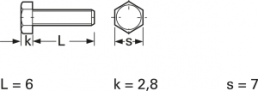 Hexagon head screw, external hexagon, M4, 6 mm, polyamide, DIN 933/ISO 4017
