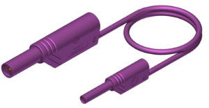 Measuring lead with (4 mm plug, spring-loaded, straight) to (2 mm plug, spring-loaded, straight), 1 m, purple, PVC, 1.0 mm², CAT II