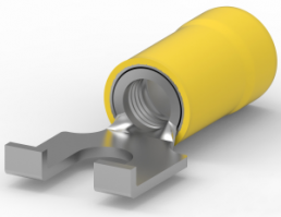 Insulated forked cable lug, 2.62-6.64 mm², AWG 12 to 10, 5 mm, yellow