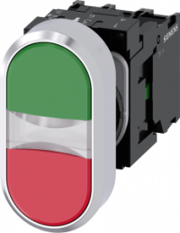Double pushbutton, green/red, illuminated , mounting Ø 22.3 mm, IP66/IP67/IP69/IP69K, 3SU1158-3AB42-1MA0