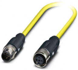 Sensor actuator cable, M12-cable plug, straight to M12-cable socket, straight, 3 pole, 0.5 m, PVC, yellow, 4 A, 1406252