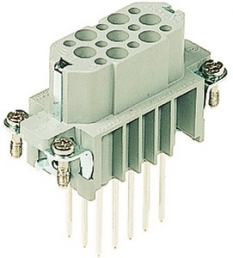 Socket contact insert, 10A, 15 pole, equipped, wire-wrap connection, with PE contact, 09210152701
