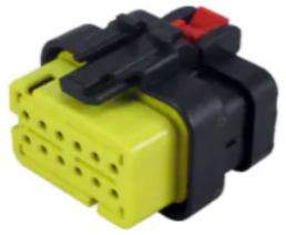 Socket, unequipped, 12 pole, straight, 2 rows, yellow, 776437-3