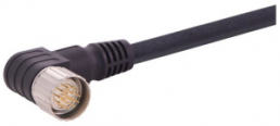 Sensor actuator cable, M23-cable plug, angled to open end, 17 pole, 10 m, PUR, black, 9 A, 21373400F72100