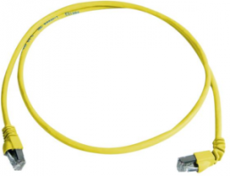 Patch cable, RJ45 plug, straight to RJ45 plug, angled, Cat 6A, S/FTP, PVC, 0.5 m, yellow