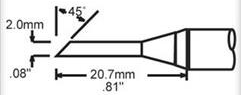 Soldering tip, Hoof shape, (W) 2 mm, 330 °C, STV-DRH420AR