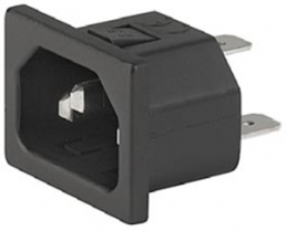 Plug C14, 3 pole, snap-in, plug-in connection, black, 6162.0021