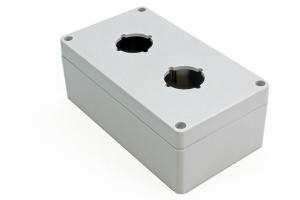 Polycarbonate push button enclosure, (L x W x H) 160 x 90 x 60 mm, light gray (RAL 7035), IP66, 1554PB2