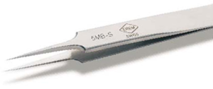 ESD precision tweezers, uninsulated, antimagnetic, stainless steel, 110 mm, 5MBS