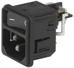 Plug C14, 3 pole, snap-in, plug-in connection, black, DC11.0031.201