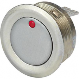 Pushbutton, 1 pole, silver, illuminated  (red), 0.125 A/48 V, mounting Ø 19 mm, IP67, 1241.2830