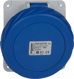 CEE surface-mounted socket, 5 pole, 32 A/200-250 V, blue, IP67, PKF32F725