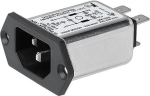 IEC plug C14, 50 to 60 Hz, 10 A, 250 VAC, 400 µH, faston plug 6.3 mm, 5120.0306.0