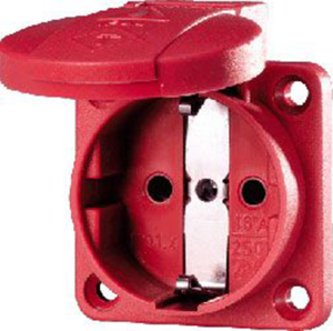 Surface-mounted german schuko-style socket outlet, red, 16 A/230 V, Germany, IP54, 11013