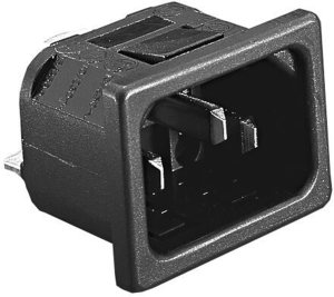 Plug C14, 3 pole, snap-in, plug-in connection, black, PX0575/10/63