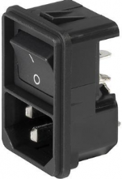 Plug C14, 3 pole, snap-in, plug-in connection, black, 4302.2002