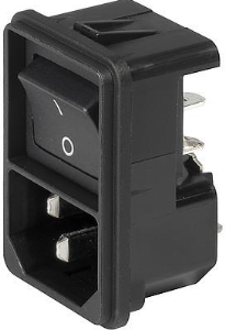 Plug C14, 3 pole, snap-in, plug-in connection, black, 4302.2004