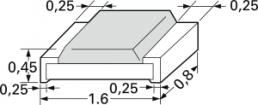 Resistor, thick film, SMD 0603 (1608), 0 Ω, 0.1 W, ±5 %, RC0603JR-070RL