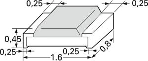 Resistor, thick film, SMD 0603 (1608), 0 Ω, 0.1 W, ±5 %, RC0603JR-070RL
