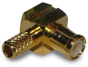 MCX plug 50 Ω, RG-174, RG-188, RG-316, LMR-100A, Belden 7805A, RG-174LL, solder connection, angled, 252102