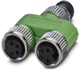 Adapter, 2 x M12 (4 pole, socket) to M12 (4 pole, plug), Y-shape, 1572443