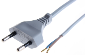 Connection line, Europe, plug type C, straight on open end, H03VVH2-F2x0.75mm², gray, 2 m