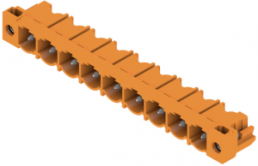 Pin header, 9 pole, pitch 7.62 mm, angled, orange, 1096100000