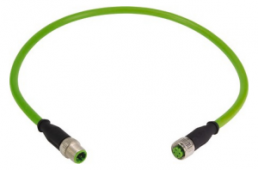 Sensor actuator cable, M12-cable plug, straight to M12-cable socket, straight, 4 pole, 1.5 m, PUR, green, 21349293477015