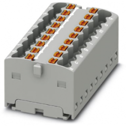 Distribution block, push-in connection, 0.14-2.5 mm², 18 pole, 17.5 A, 6 kV, gray, 3002804