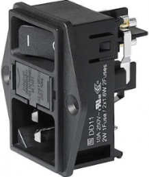 Plug C14, 3 pole, screw mounting, plug-in connection, black, DD11.0111.1111
