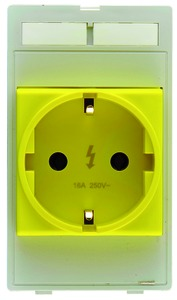 Outlet, yellow, 16 A/250 V, Germany, 39500010002