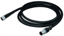 Sensor actuator cable, M8-cable socket, straight to M12-cable plug, straight, 3 pole, 2 m, PUR, black, 4 A, 756-5507/030-020