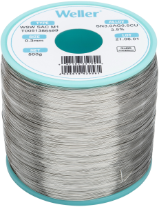 Solder wire, lead-free, SAC (Sn3.0Ag0.5Cu3.5%), Ø 0.3 mm, 500 g