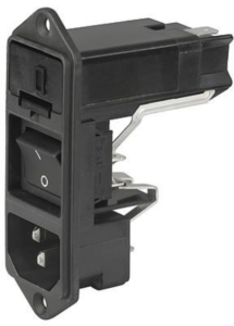 Plug C14, 3 pole, screw mounting, plug-in connection, black, KD13.1101.151