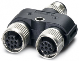 Adapter, 2 x M12 (8 pole, socket) to M12 (8 pole, plug), Y-shape, 1454969