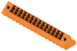Pin header, 14 pole, pitch 3.81 mm, angled, orange, 1976860000