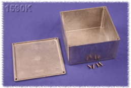 Aluminum die cast enclosure, (L x W x H) 145 x 121 x 39 mm, black (RAL 9005), IP54, 1590XXBK