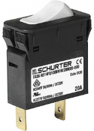 Thermal circuit breaker, 1 pole, T characteristic, 3 A, 32 V (DC), 240 V (AC), faston plug 6.3 x 0.8 mm, snap-in, IP40