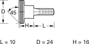 Knurled screw, M6, Ø 24 mm, 10 mm, steel, galvanized, DIN 464