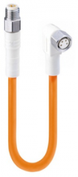 Sensor actuator cable, M8-cable plug, straight to M8-cable socket, angled, 4 pole, 10 m, TPE, orange, 4 A, 934737071