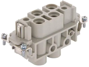 Socket contact insert, 16B, 6 pole, equipped, screw connection, with PE contact, 09380062701