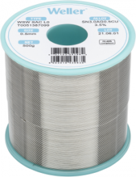 Solder wire, lead-free, SAC (Sn3.0Ag0.5Cu3.5%), Ø 0.5 mm, 500 g