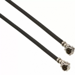 Coaxial Cable, AMC plug (angled) to AMC plug (angled), 50 Ω, 0.81 mm micro cable, 100 mm, A-1PA-081-100B2