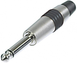 6.35 mm jack plug, 2 pole (mono), solder connection, metal, NYS224C-6