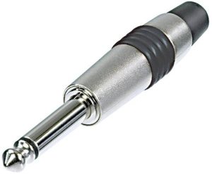 6.35 mm jack plug, 2 pole (mono), solder connection, metal, NYS224C-4